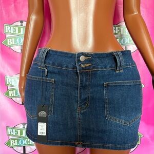 Denim Mini Skirt with Pockets